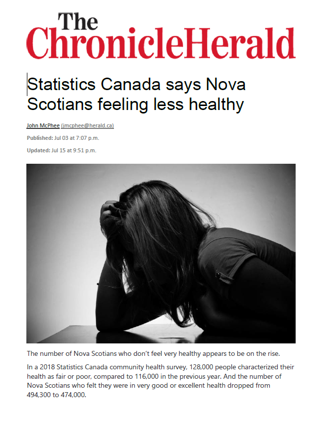 Nova Scotians’ Declining Health Crux Psychology